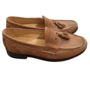 Brass Boot Sheepskin Men’s 9.5 Walking Shoe Tassled Brown Leather Loafer -lp